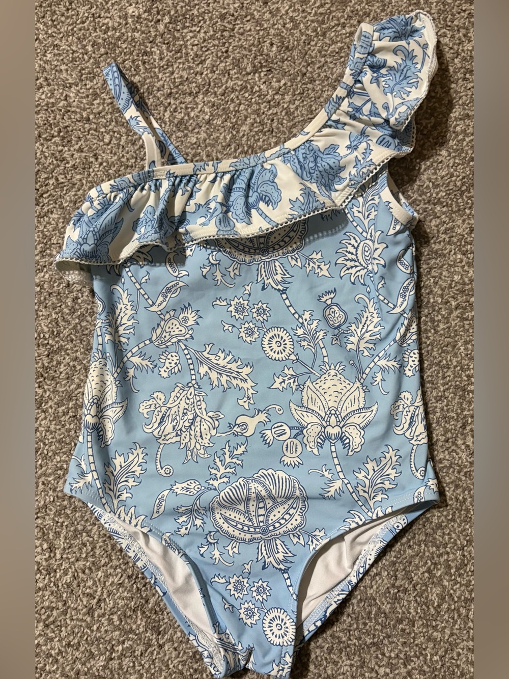 Roller Rabbit Girls Light Blue and White Floral One-Piece Swimsuit